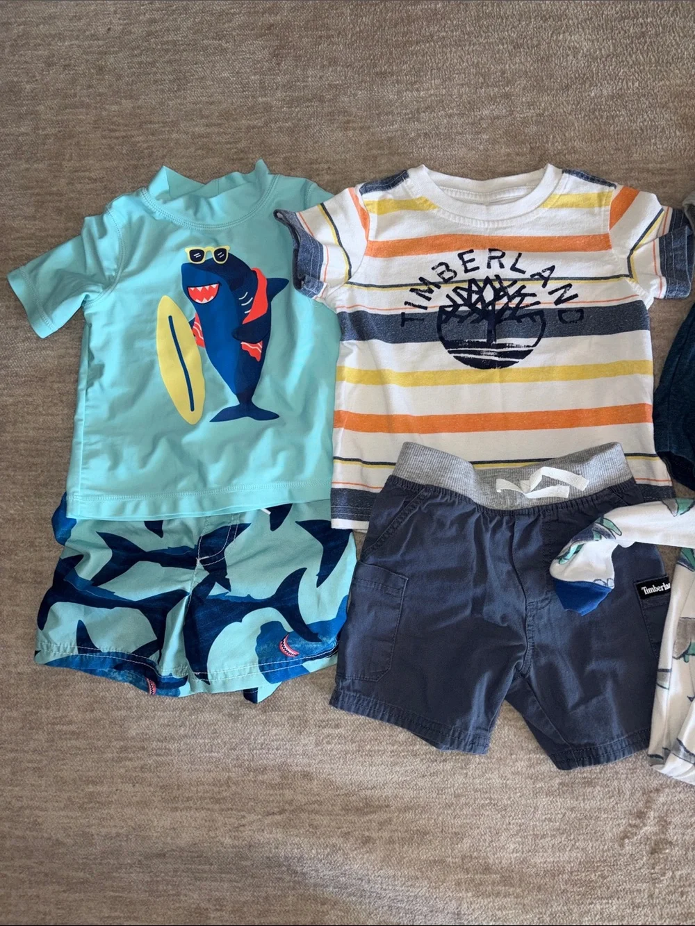 Timberland Boys Aqua & Navy Whale Rash Guard Set